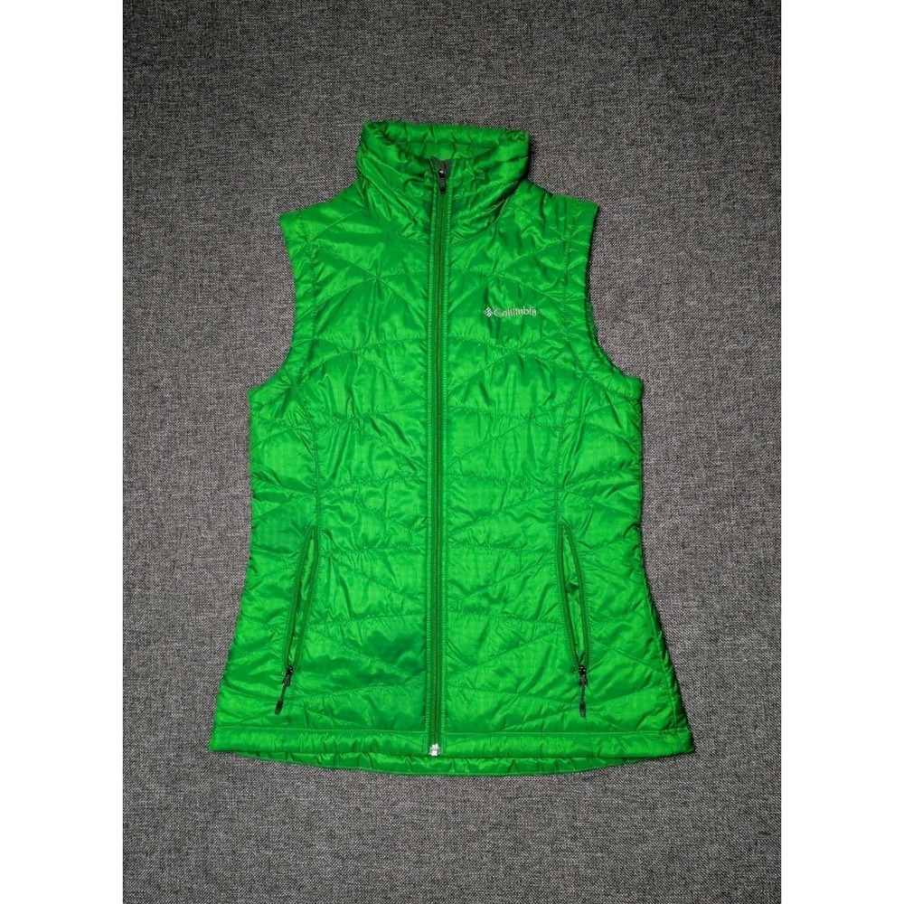 Columbia Omni Heat Shield Down Vest Womens Small Advanced Repellency Green Zip